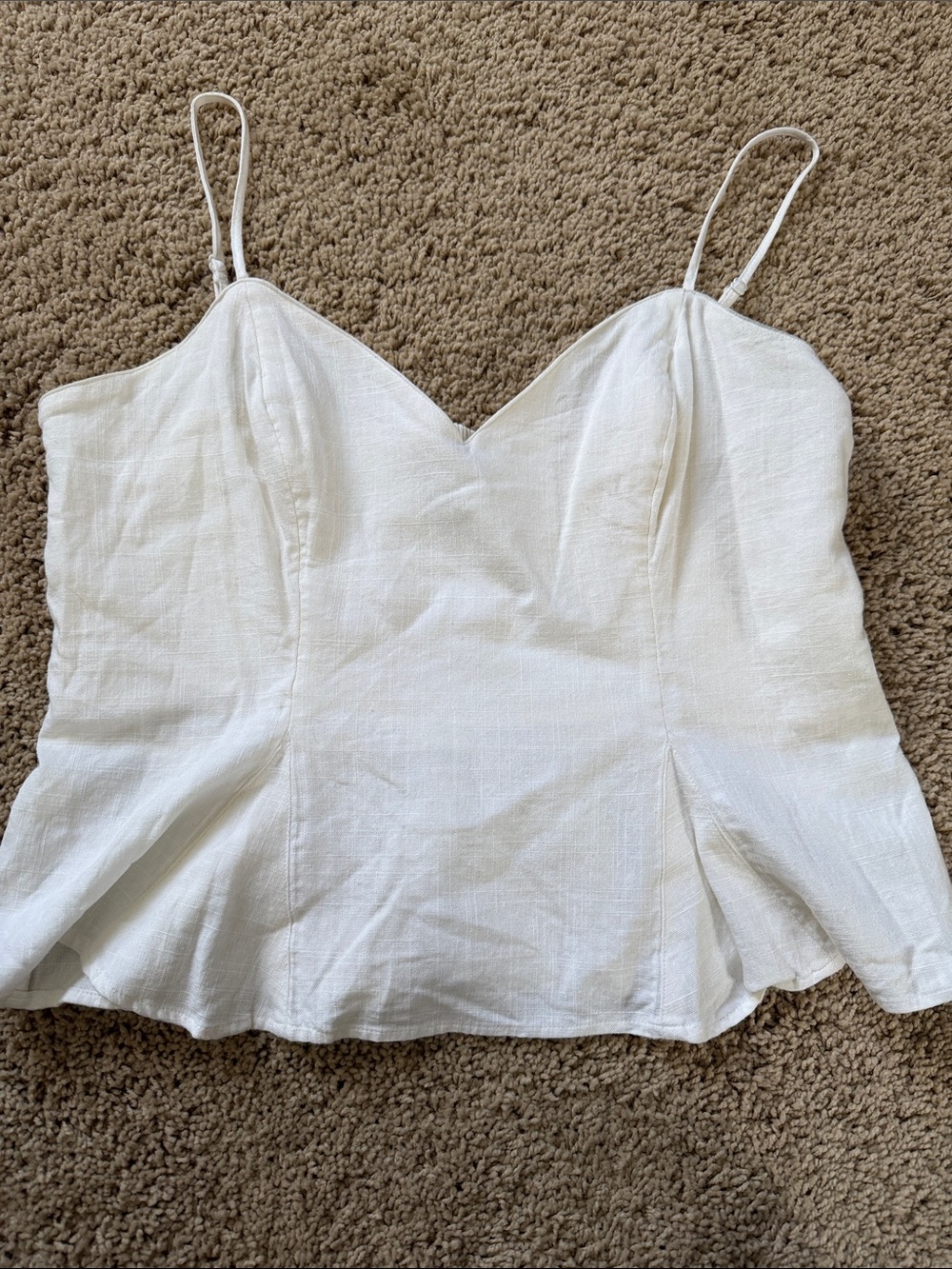 Express White V-Neck Spaghetti Strap Peplum Cami